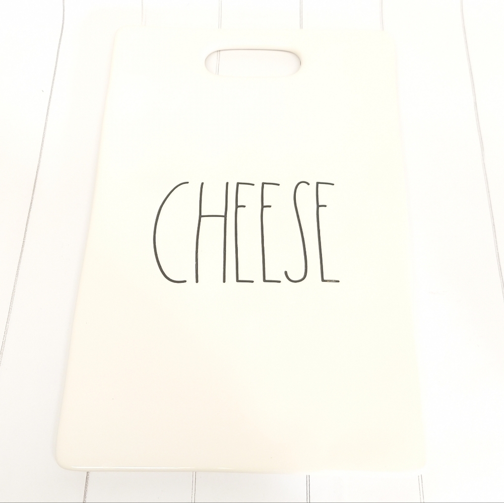 RAE DUNN CHEESE Board Platter with Handle White Black Large Letters NWT 2017 OG